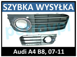 Audi A4 B8 07-, Atrapa kratka zderzaka chrom PRAWA