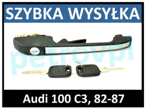 Audi 100 C3 82-87, Klamka przód LEWA chrom +klucz